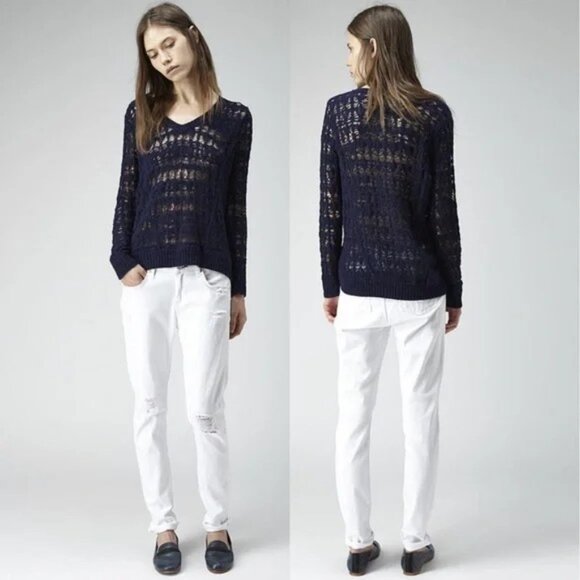rag & bone Vicky Open Knit V Neck Sweater Size S - Picture 6 of 6